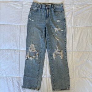 Garage High Rise Distressed Jeans - Light Blue